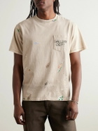 Gallery Dept. - Logo-Print Paint-Splattered Cotton-Jersey T-Shirt - Neutrals