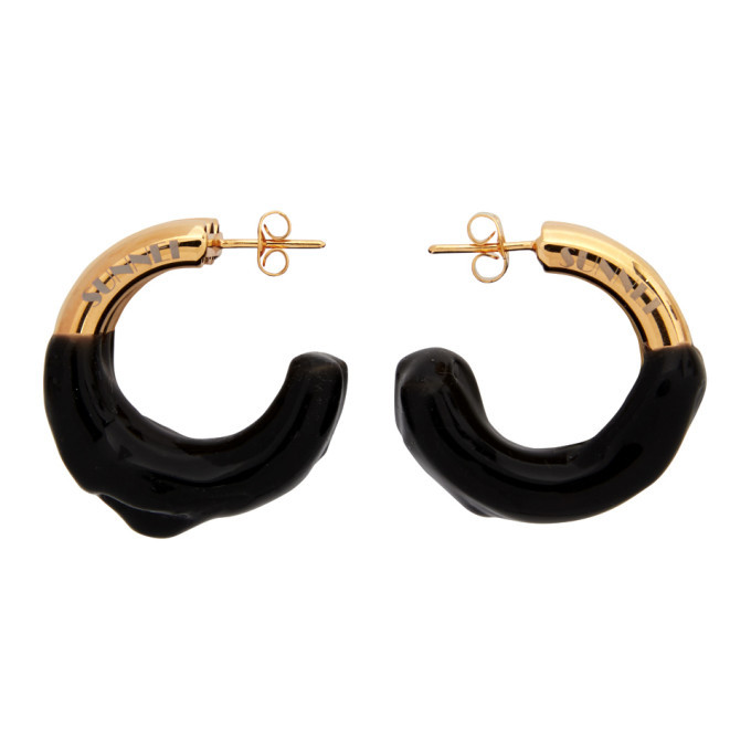 Sunnei Gold and Black Rubberized Triple Hoop Earrings Sunnei