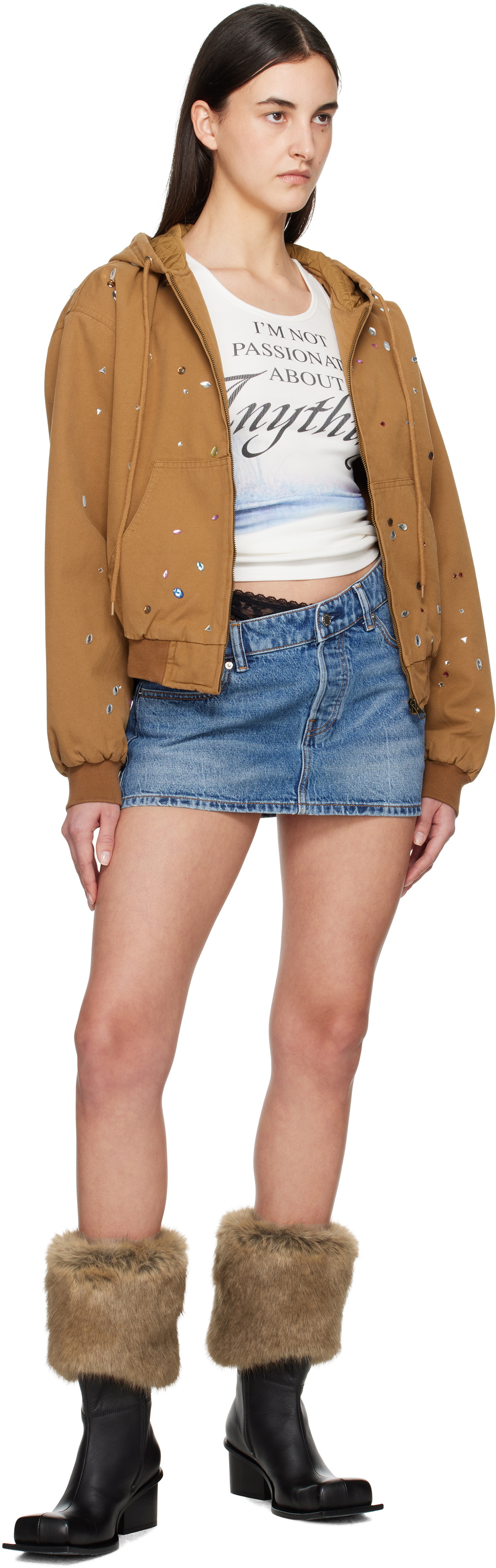 Praying Tan Bejewled Canvas Work Jacket