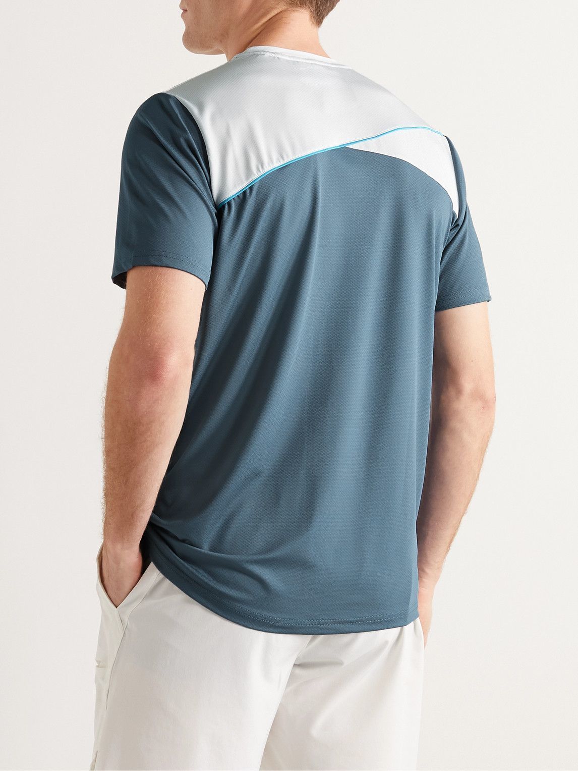 Castore - Logo-Print Panelled Stretch-Jersey Tennis T-Shirt - Blue