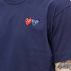 Comme des Garçons Play Men's Double Heart T-Shirt in Navy