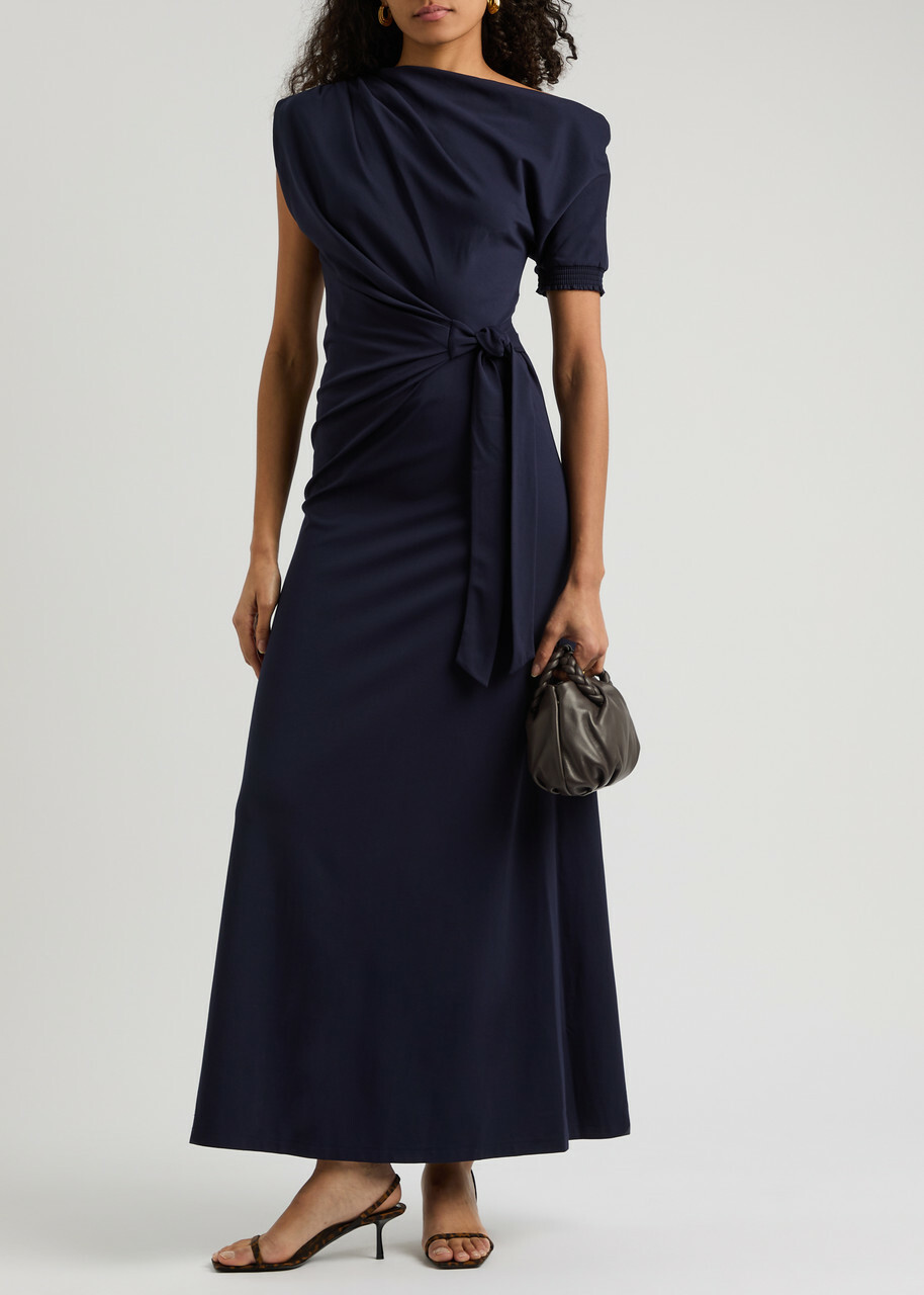 Diane Von Furstenberg Avi Wrap-effect Jersey Maxi Dress Dark Navy