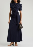 Diane Von Furstenberg Avi Wrap-effect Jersey Maxi Dress Dark Navy