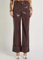 Alice + Olivia Alexander Wide-leg Faux Leather Trousers Dark Brown