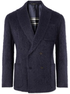 Brioni - Double-Breasted Brushed Alpaca and Wool-Blend Blazer - Blue