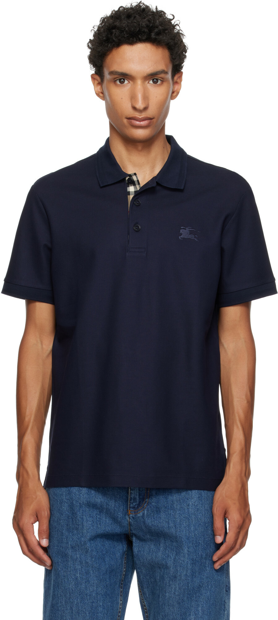 Burberry Navy Cotton Polo