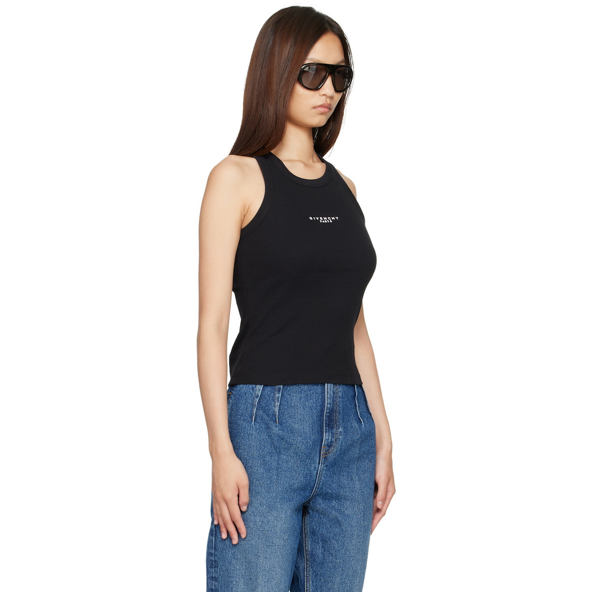 Givenchy Black Slim Fit 'Givenchy Paris' Tank Top