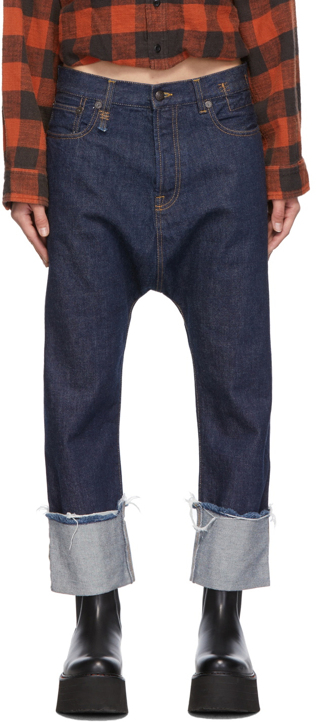 R13 Navy Tailored Drop Jeans R13