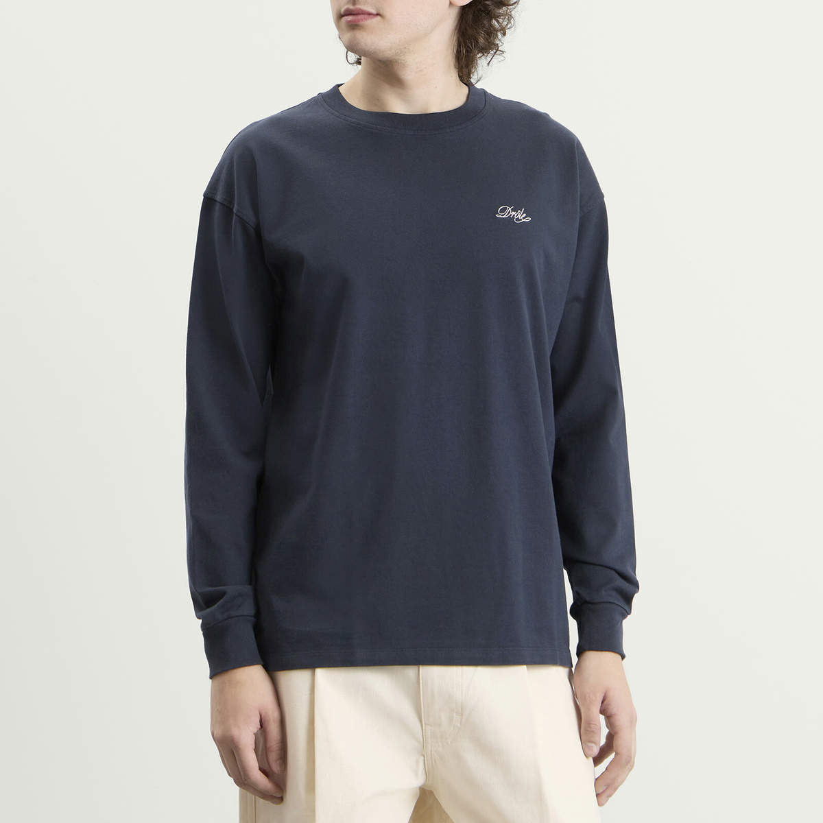 Drôle de Monsieur Men's Drôle Belissima Long Sleeve T-shirt in Navy