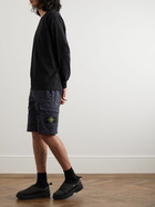 Stone Island - Straight-Leg Logo-Appliquéd Stretch-Cotton Shorts - Blue