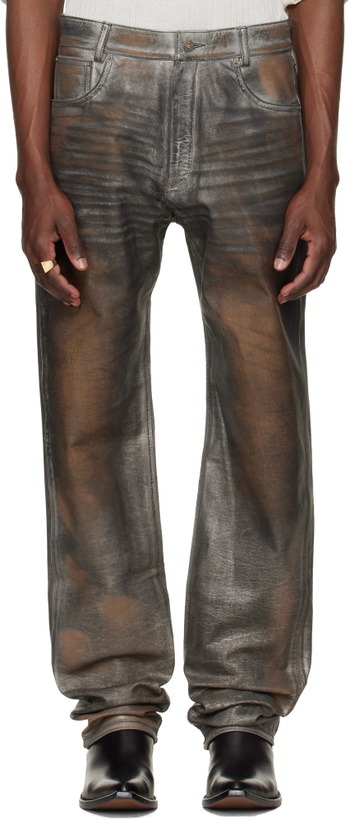 Photo: 424 Gray Fivepocket Leather Pants