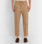 Gucci - Beige Cropped Tapered Logo-Jacquard Cotton-Blend Suit Trousers - Camel