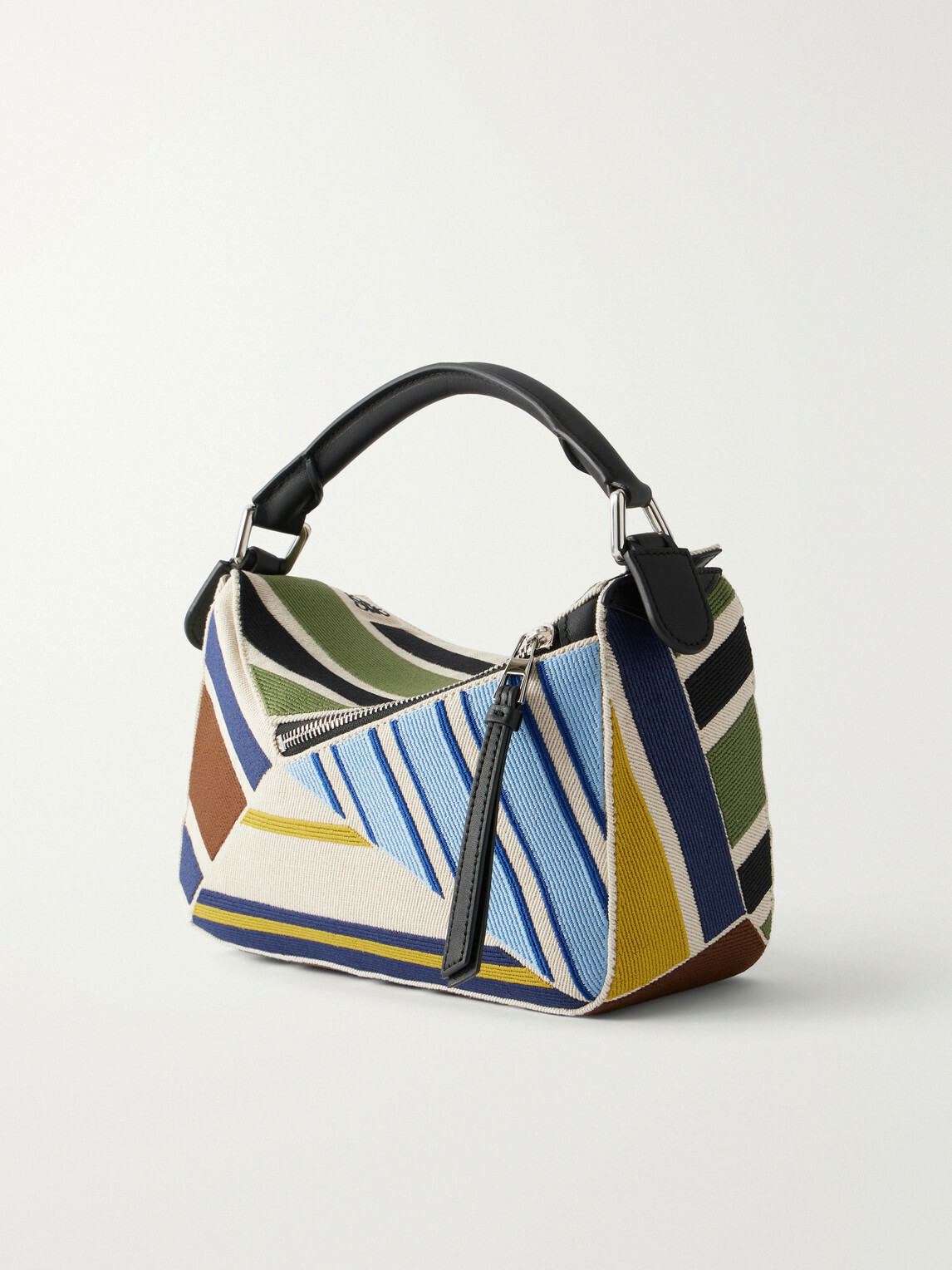 LOEWE - Puzzle Edge Small Leather-Trimmed Embroidered Canvas Messenger Bag