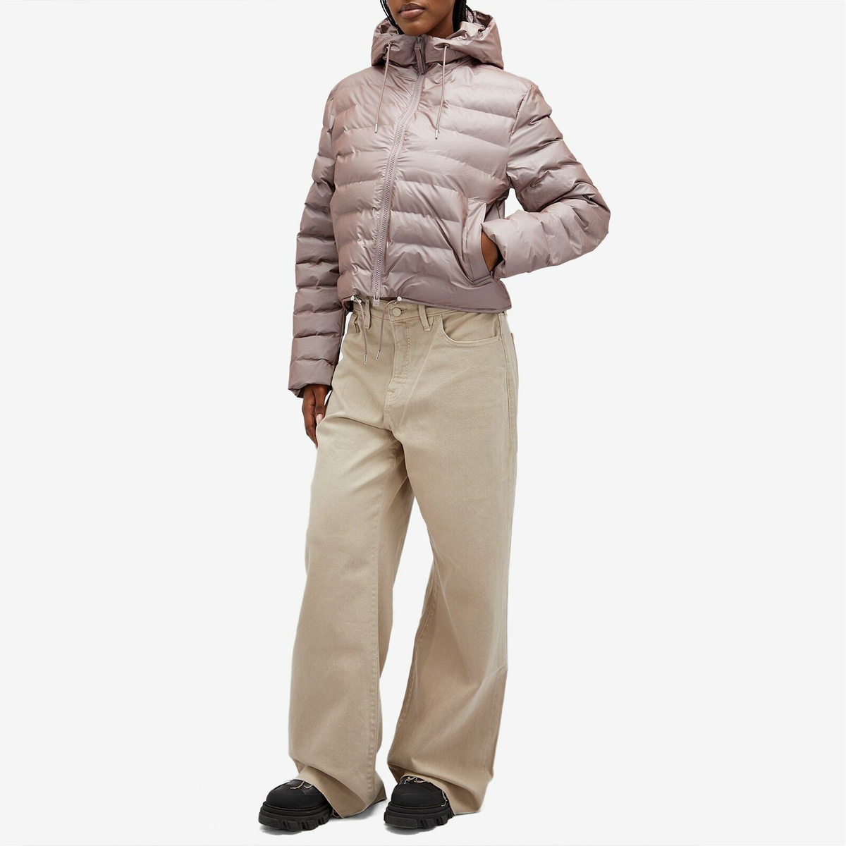 Rains Women's Lohja Short Puffer Jacket in Muse