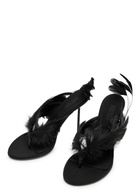 Paris Texas Lidia Feather 105 Crepe Thong Mules Black