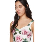 Dolce and Gabbana White and Pink Rose Print Bustier