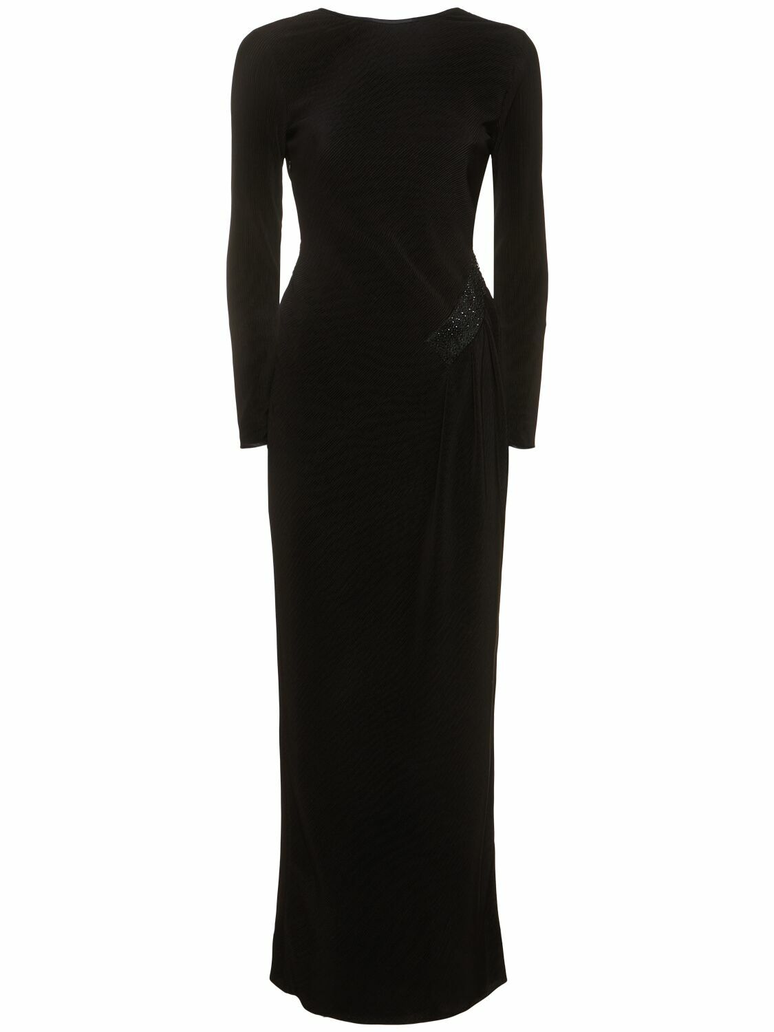 GIORGIO ARMANI Vertical Plissé Jersey Long Dress Giorgio Armani