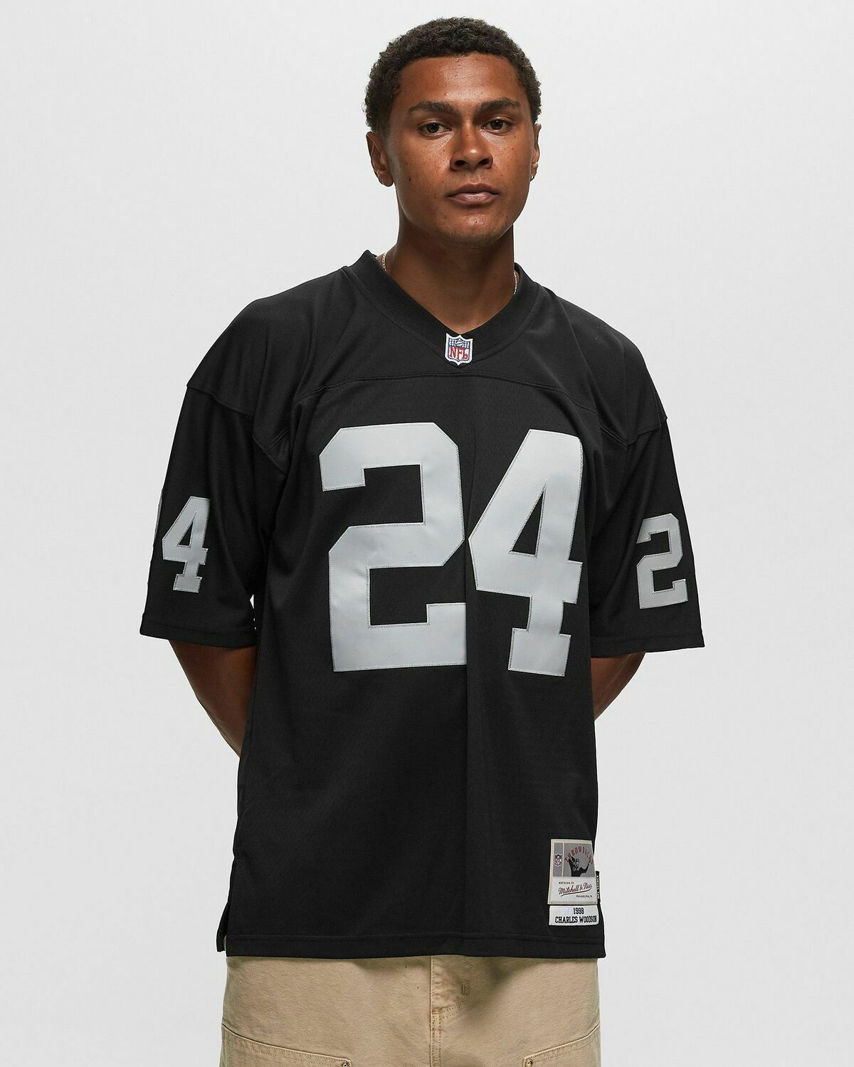 Mitchell Ness Nfl Legacy Jersey Las Vegas Raiders 1998 Charles Woodson 24 Black Jerseys Mitchell Ness