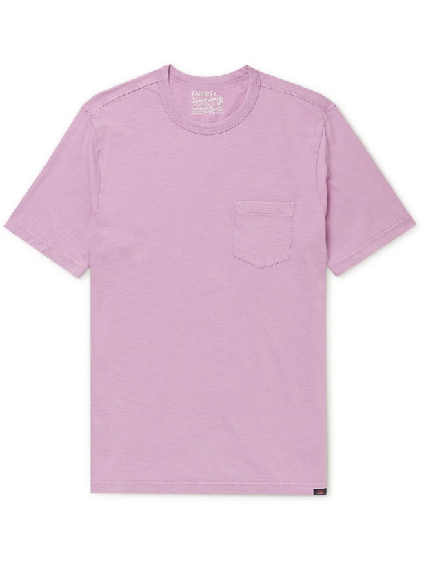 Photo: Faherty - Sunwashed Organic Cotton-Jersey T-Shirt - Purple
