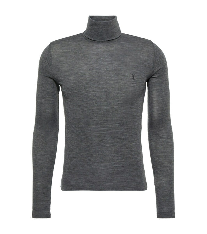 Photo: Saint Laurent Logo wool-blend turtleneck top