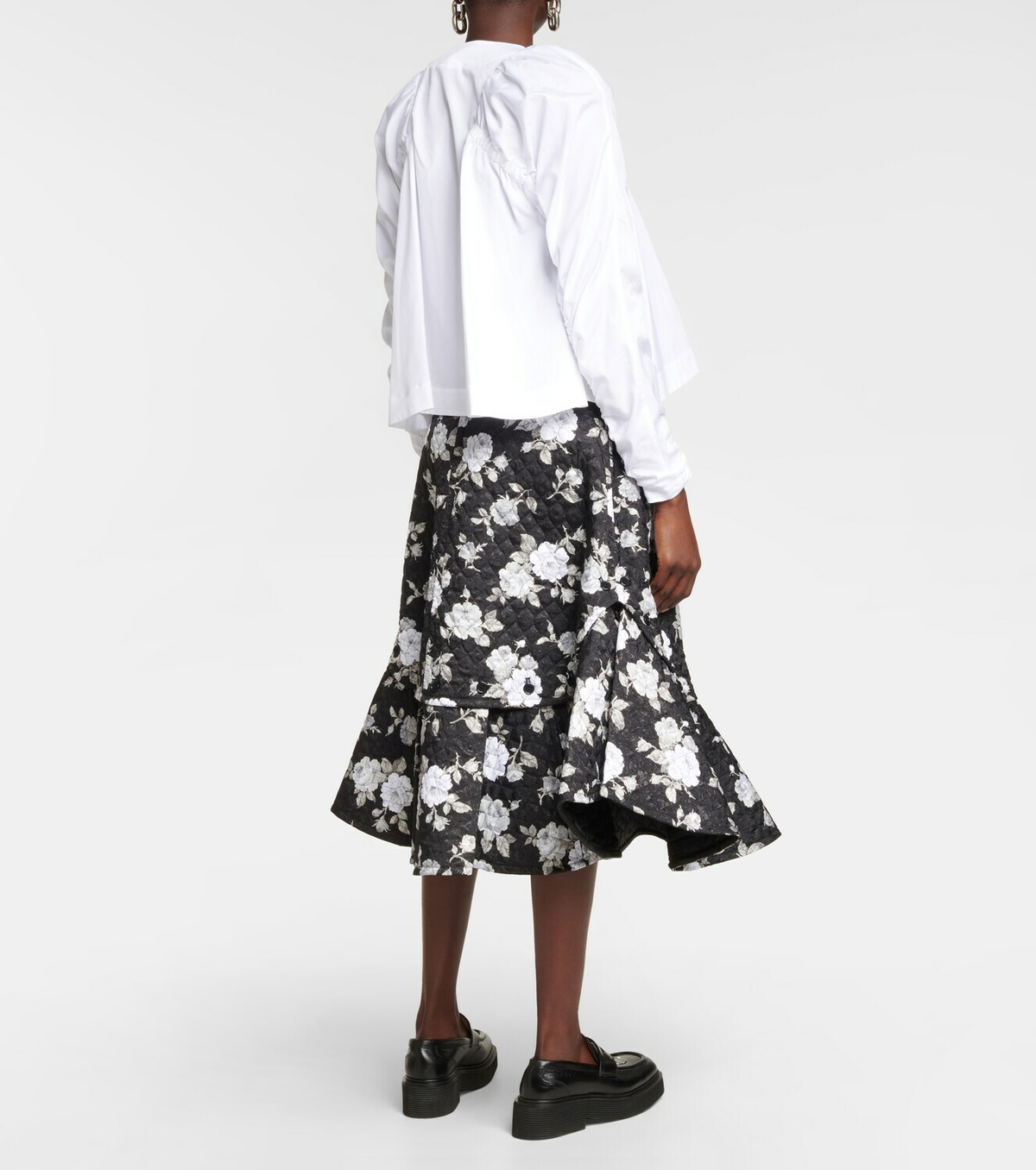 Noir Kei Ninomiya - Floral quilted midi skirt Noir Kei Ninomiya