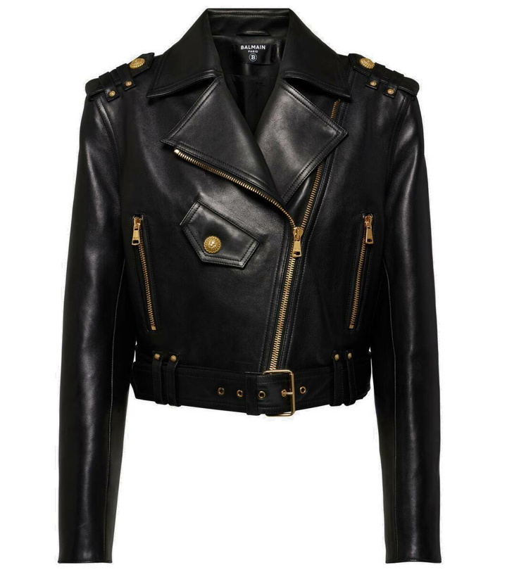 Photo: Balmain Cropped leather biker jacket