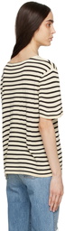 KHAITE Black & Off-White Brandy Stripe T-Shirt