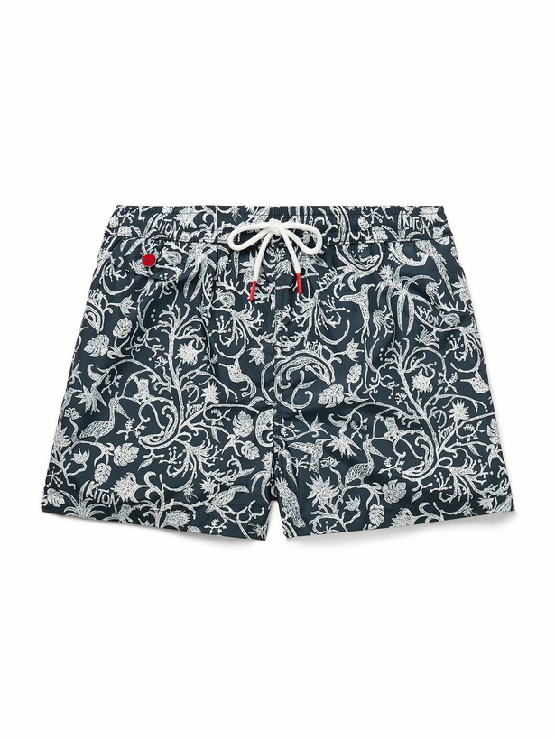 Photo: Kiton - Straight-Leg Mid-Length Printed Swim Shorts - Blue