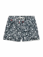 Kiton - Straight-Leg Mid-Length Printed Swim Shorts - Blue