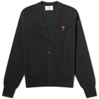 AMI Paris Men's Small A Heart Cardigan in Black