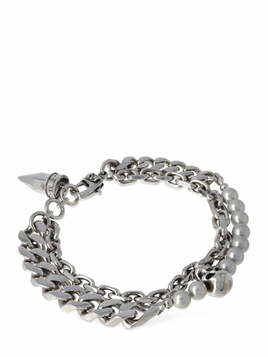 ブレスレット Alexander Mcqueen Brass Bracelet ALEXANDER MCQUEEN - Skull & Pearl Brass Bracelet Alexander