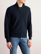 Brioni - Cotton, Silk and Cashmere-Blend Zip-Up Sweater - Blue