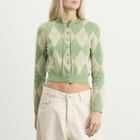 House Of Sunny Women's Argyle Lounge Cardigan in Matcha