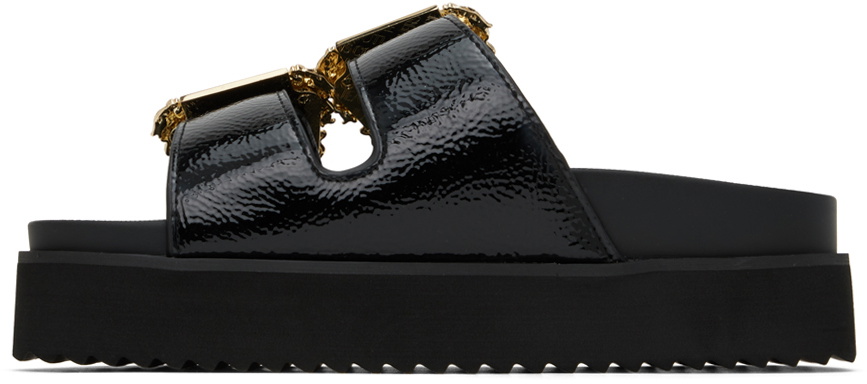 シューズ・サンダルその他 VERSACE JEANS Woman Flat sandals Black 73VA3SQ171352 899 Logo Slides Black,Print | VERSACE US