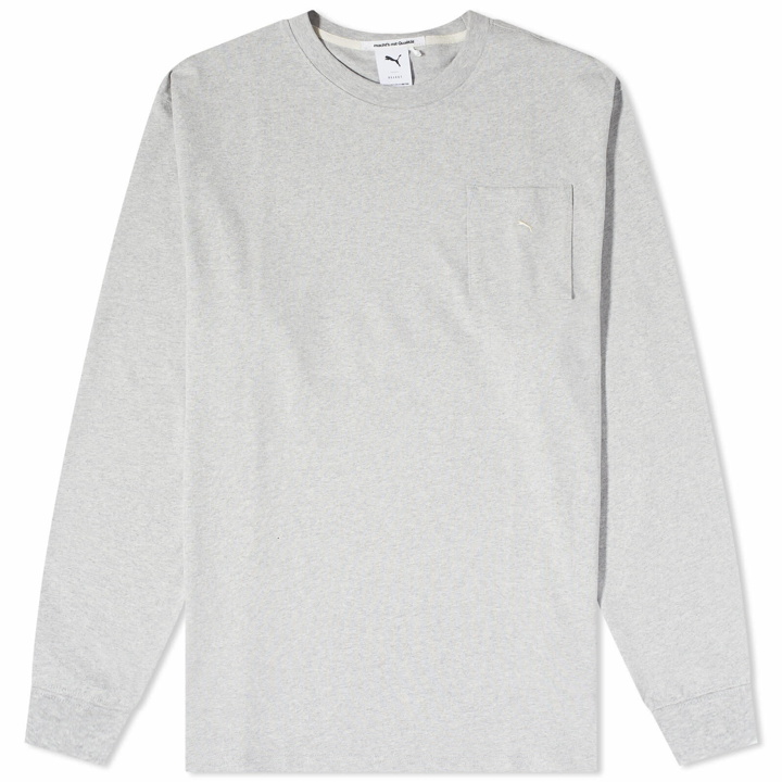 Photo: Puma Men's Long Sleeve MMQ Baseline Pocket T-Shirt in Light Grey Heather