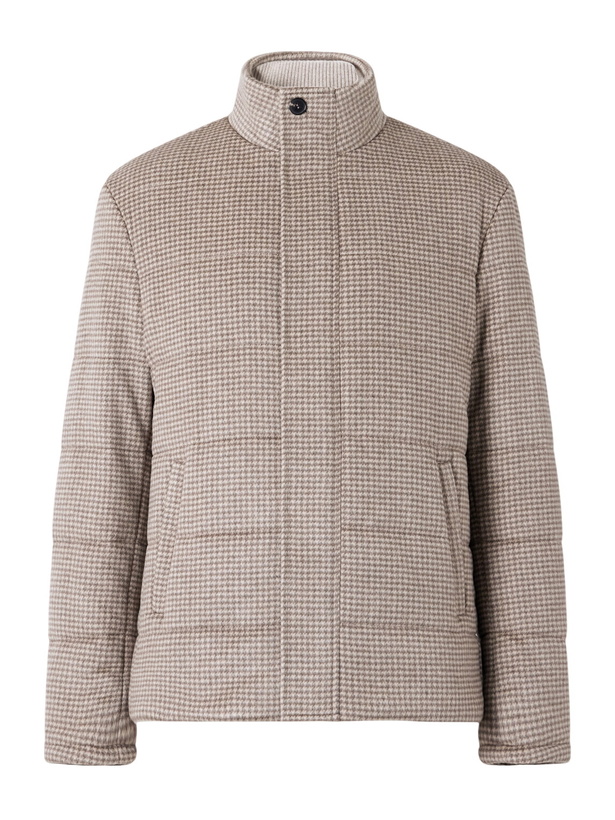 Photo: N.PEAL - Quilted Houndstooth Cashmere Jacket - Brown
