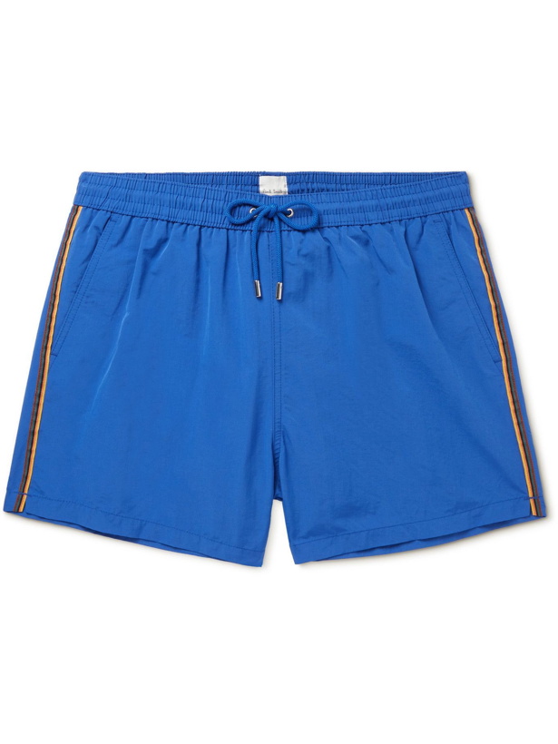 Photo: PAUL SMITH - Short-Length Striped Swim Shorts - Blue