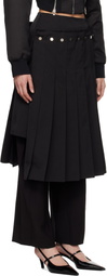 Rokh Black Double Layered Pleated Midi Skirt