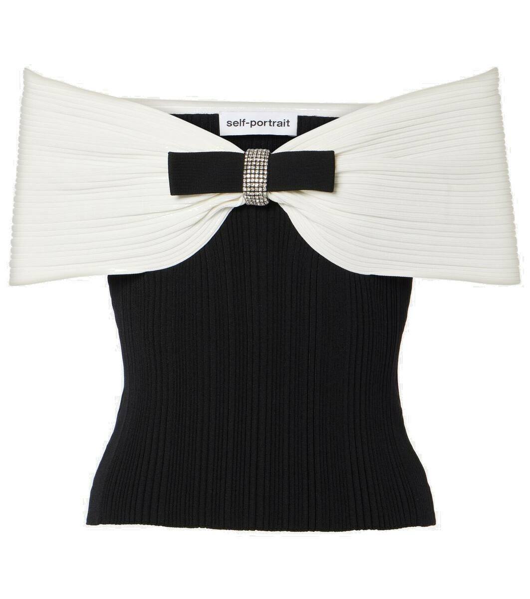 self-portrait Women's Ribbed Knit Top White