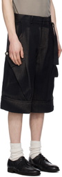 JiyongKim Black Sun-Bleached Layered Strap Shorts