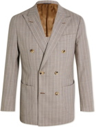 THOM SWEENEY - Unstructured Double-Breasted Pinstriped Wool Blazer - Brown