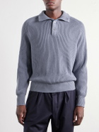 Stòffa - Ribbed Cashmere Polo Sweater - Blue