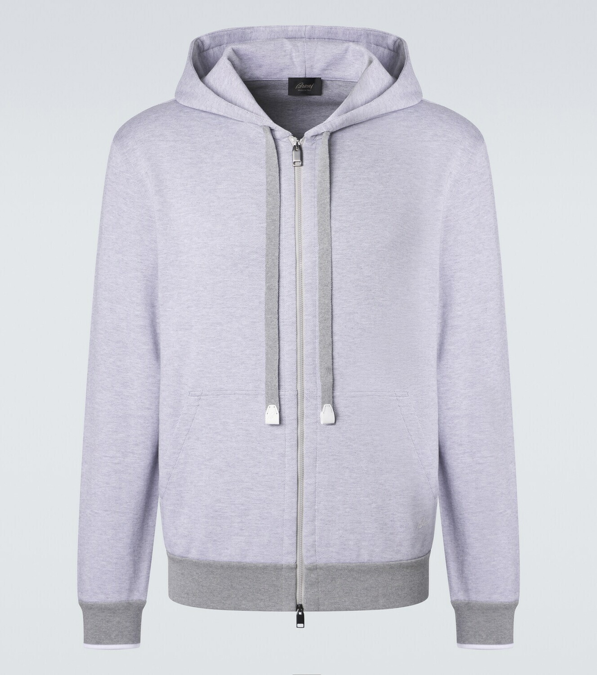 Brioni Cotton-blend zip-up hoodie