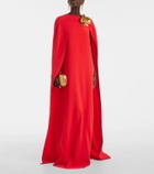 Oscar de la Renta Orchid embellished caped silk-blend gown