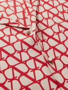 Valentino - Camp-Collar Logo-Print Silk Crepe de Chine Shirt - Red
