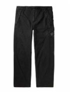 C.P. Company - Ba-Tic Straight-Leg Belted Mesh-Trimmed Cotton Cargo Trousers - Black