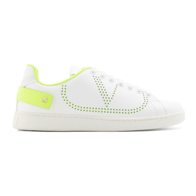 Photo: Valentino White and Green Valentino Garavani VLogo Backnet Sneakers