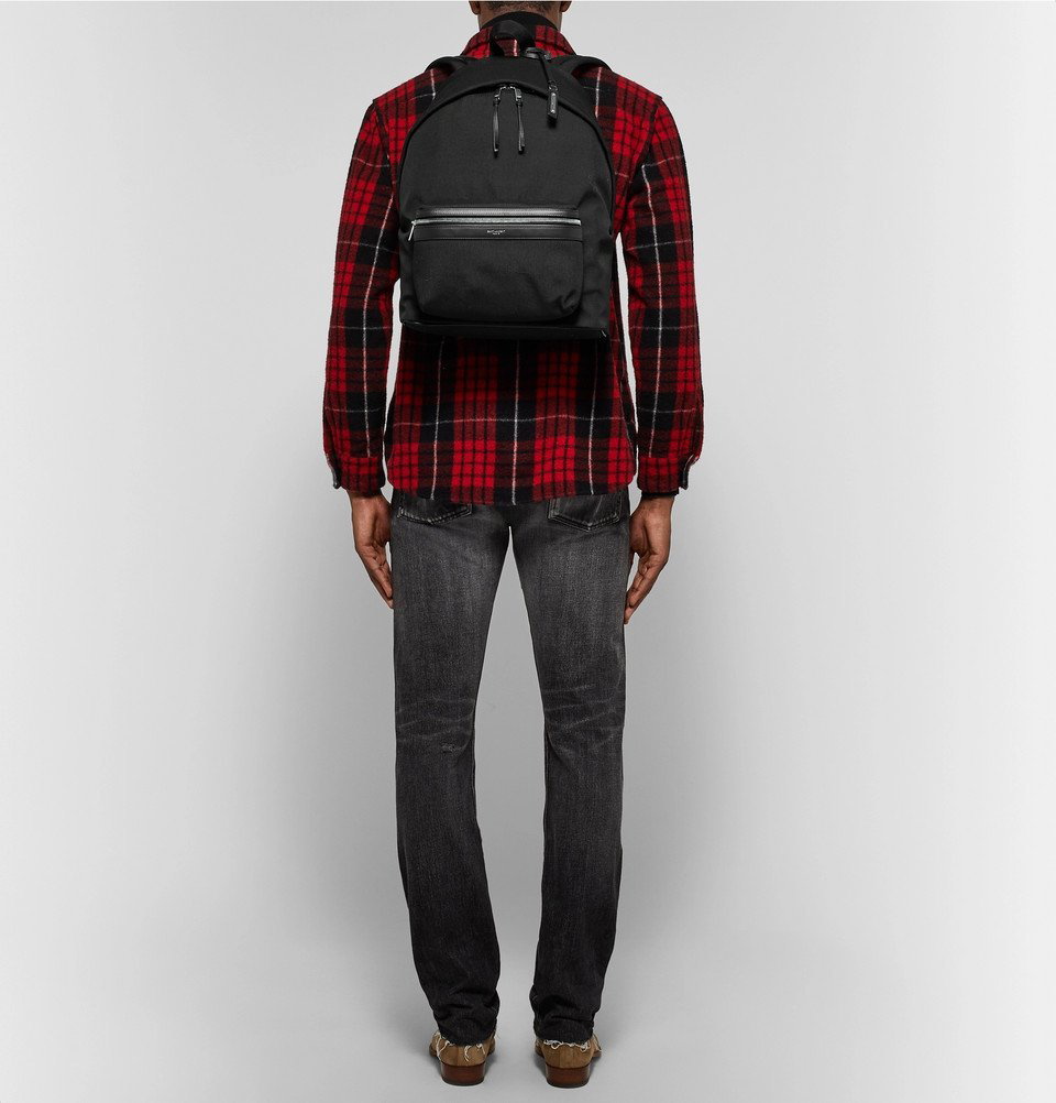 SAINT LAURENT Leather-Trimmed Canvas Backpack for Men