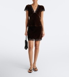 Rixo Karia lace-trimmed velvet top