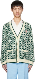 Casablanca Green & White Jacquard Cardigan